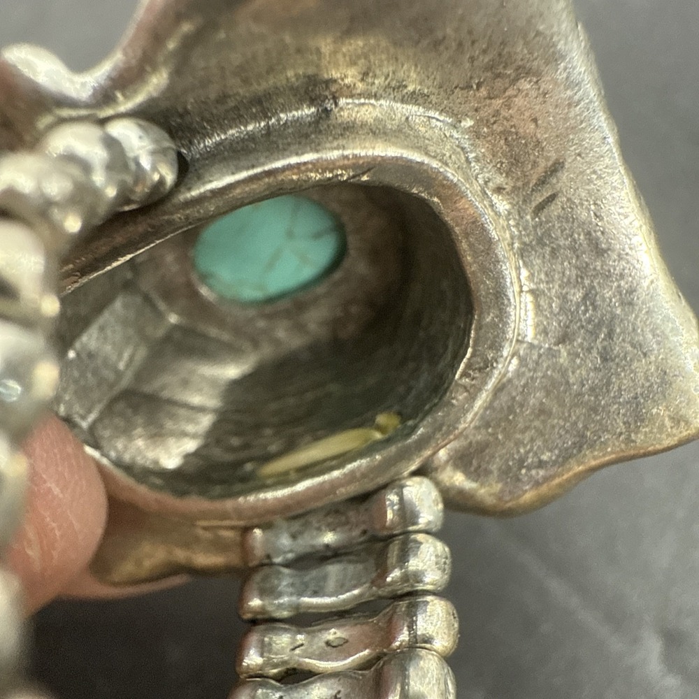 Vintage Turquoise Silver Tone Stretch Ring Big Comfortable Ring - Picture 9 of 16
